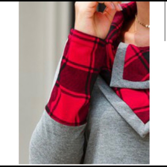 New! Clearance buffalo Plaid Heather Grey Tunic - Picture 4 of 8